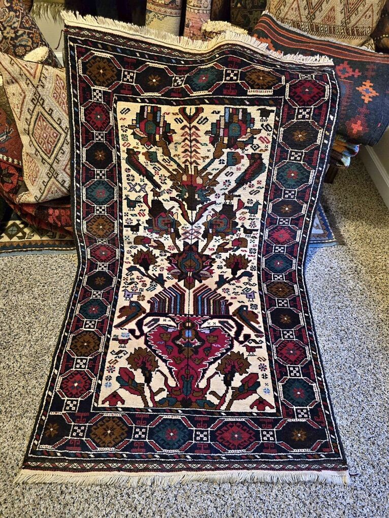 ~3x5 Floral Design Afghan Baluchi Rug