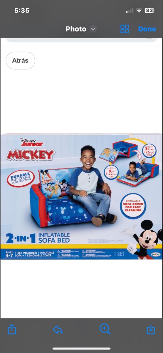 Inflatable Mickey sofa bed