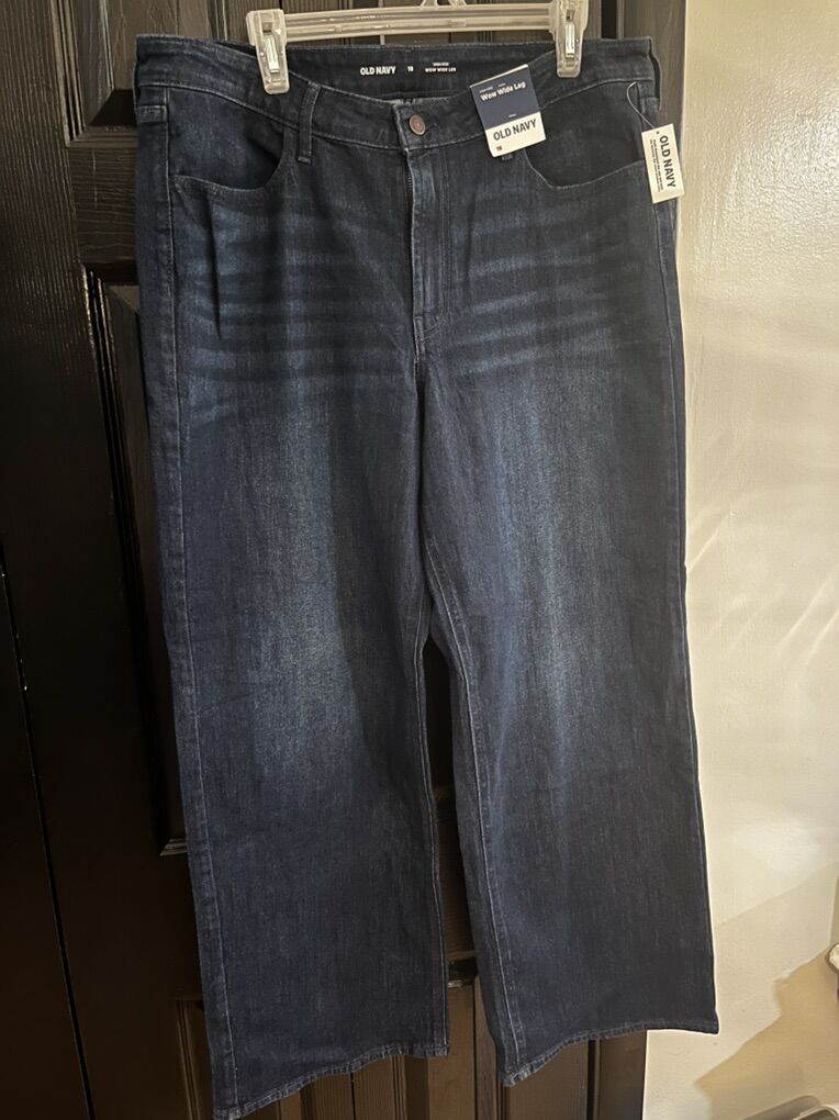 New Womens High Waisted Wide Leg Jeans