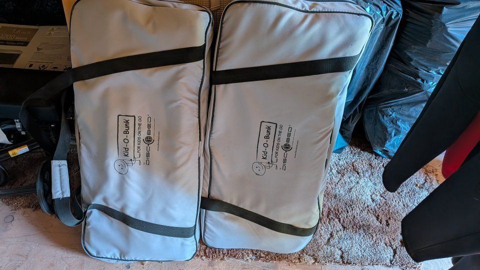 Disc-O-Bed Kid-O-Bunk Bunkable Cots with Carry Bags. 