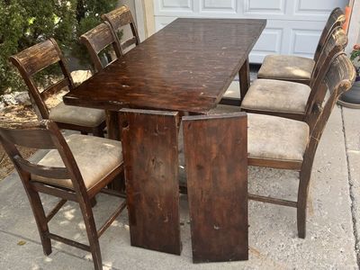 Large Solid Wood Counter-Height Dining Set – Table