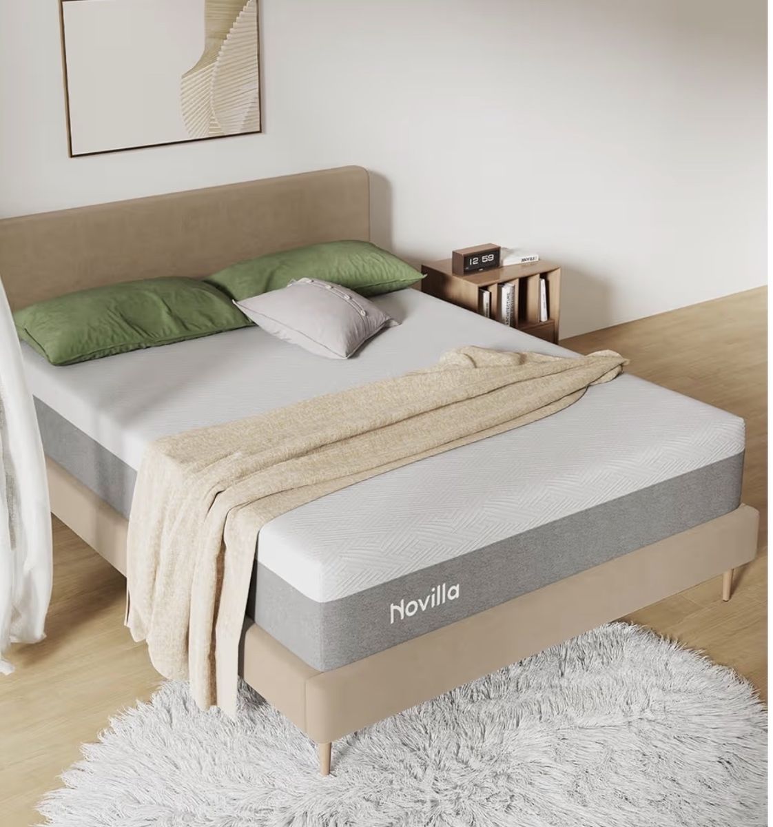 BRAND NEW Novilla Queen Size Memory Foam Mattress & Bed Frame - Never Used!