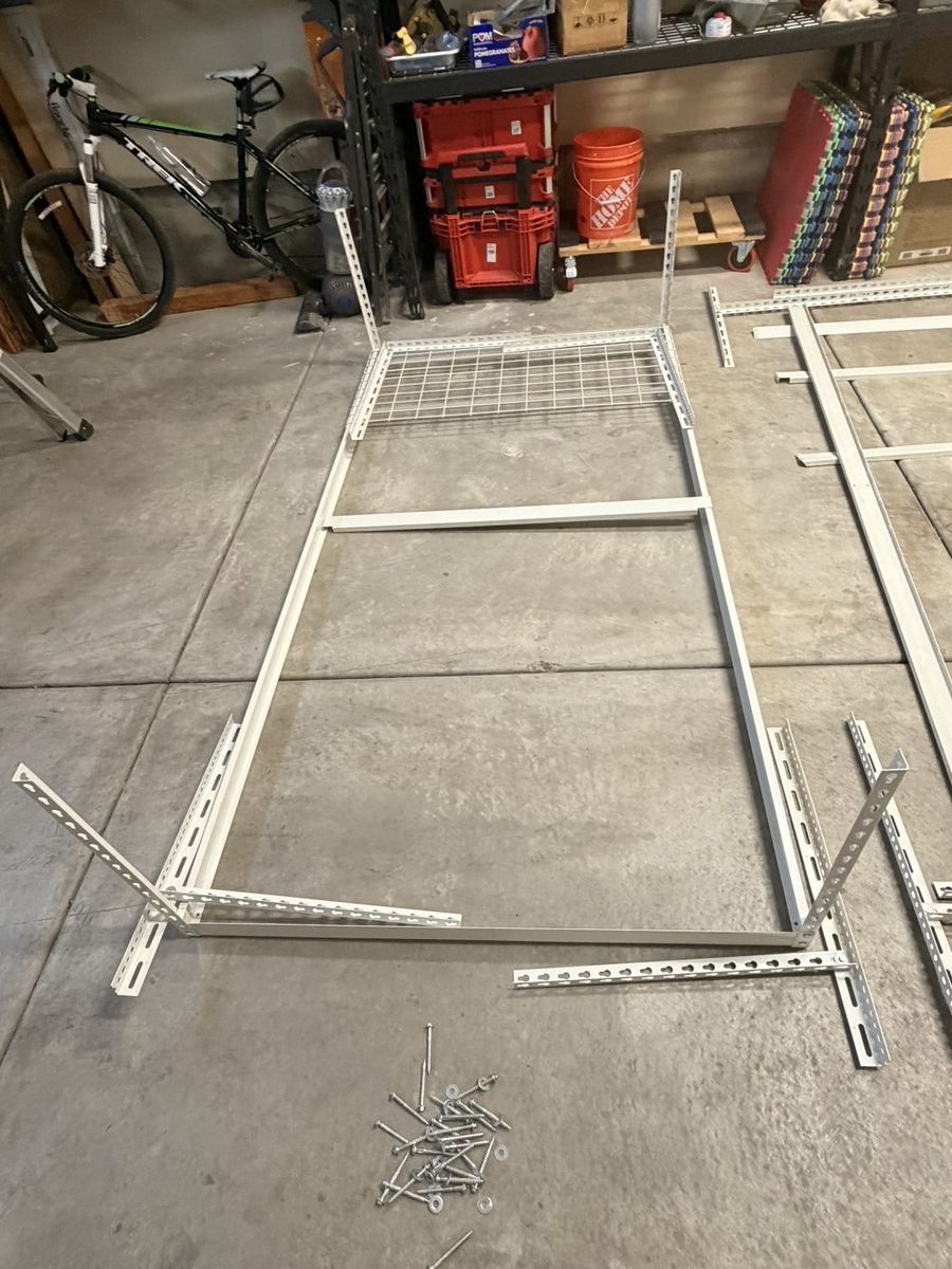 2 SafeRacks Steel Overhead Garage Storage Rack - White, Heavy Duty (4x8 ft)