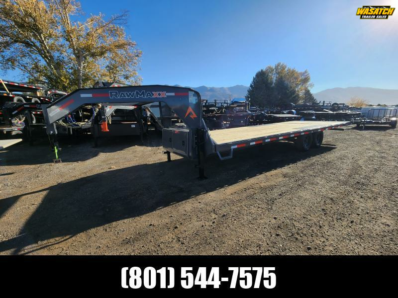 2026 RawMaxx 26' DTX Gooseneck 16K Deckover Tilt Equipment Flatbed Trailer