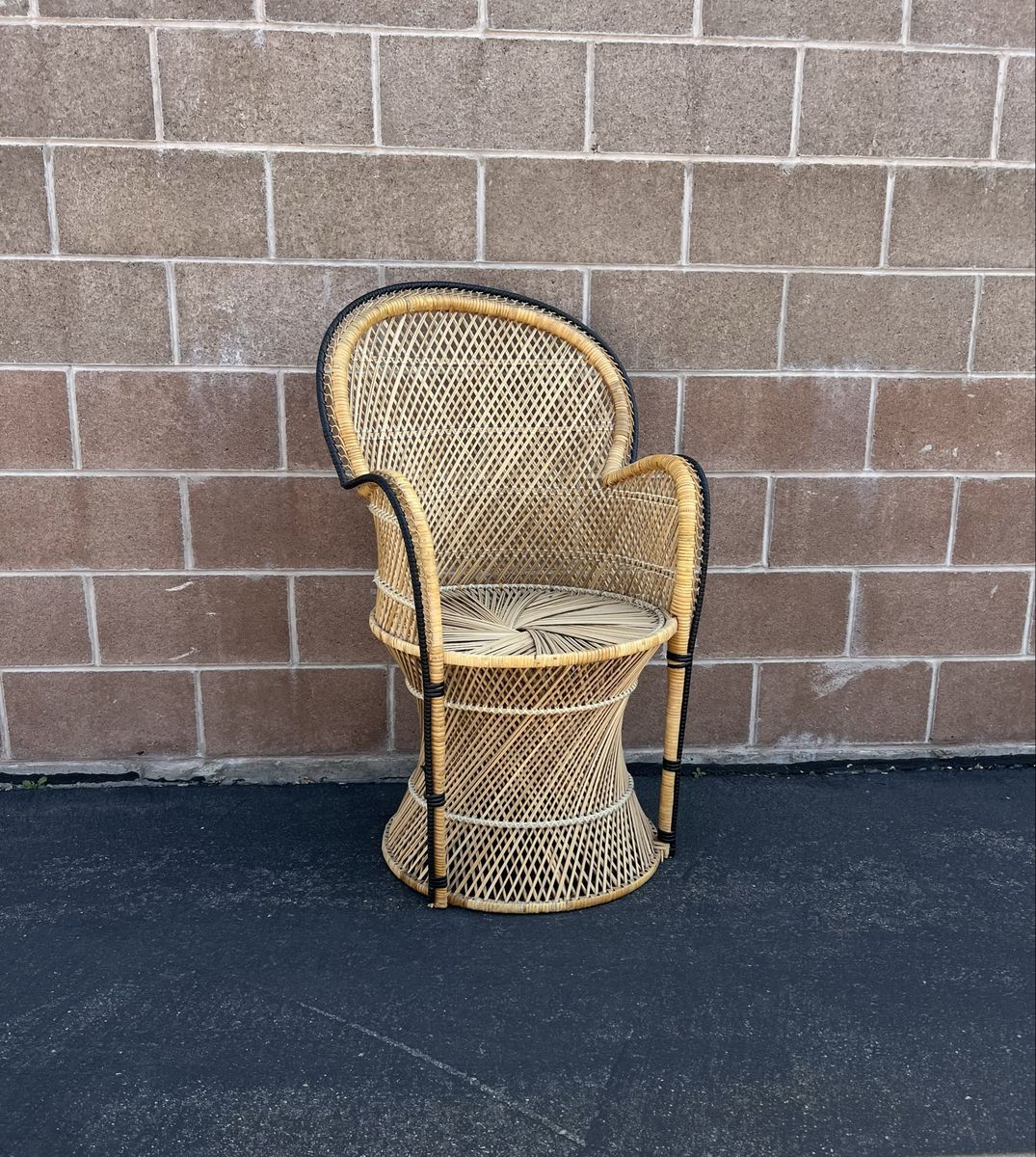 Vintage Peacock Wicker Arm Chair