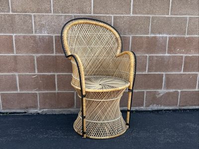 Vintage Peacock Wicker Arm Chair