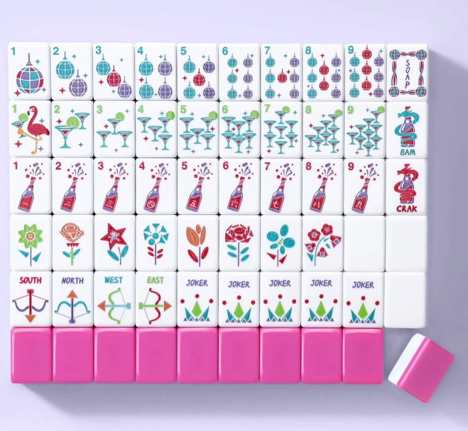 Brand new Chinese Glass Wine American Pink Mahjong 160 Melamine Tiles with Travel Bag $150 cash/venmo in Draper