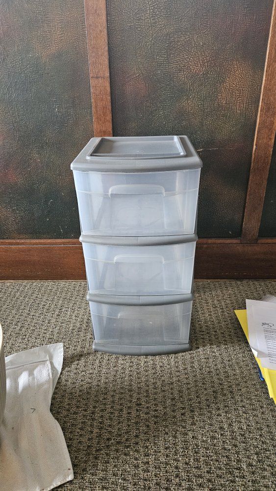 Sterilite 3-Drawer Storage Cart Clear Plastic & Gray Frame Organizer Unit