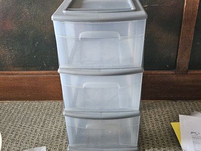 Sterilite 3-Drawer Storage Cart Clear Plastic & Gray Frame Organizer Unit