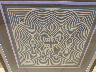 Large Hand Stitched Mola Textile Fabric Art Framed