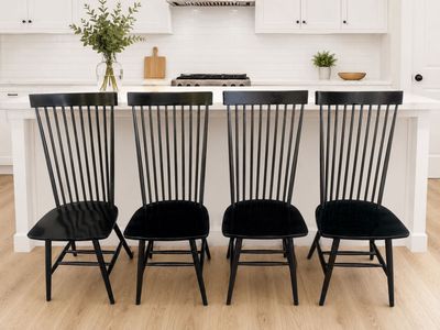 Beautiful Set Of 4 Black World Market Farm Style Dining Chairs
