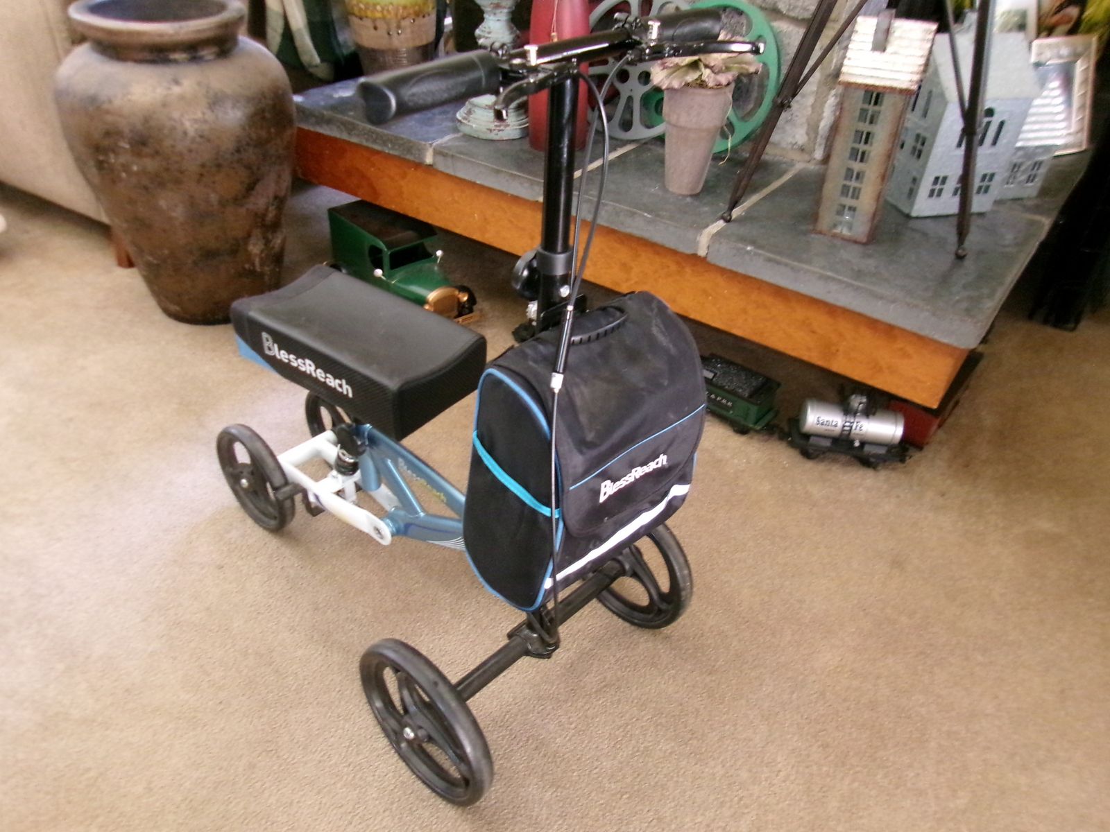 BlessReach Knee Scooter Walker with Bag - Light Blue