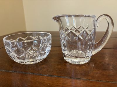 Waterford Crystal Creamer Pitcher & Open Sugar Bowl