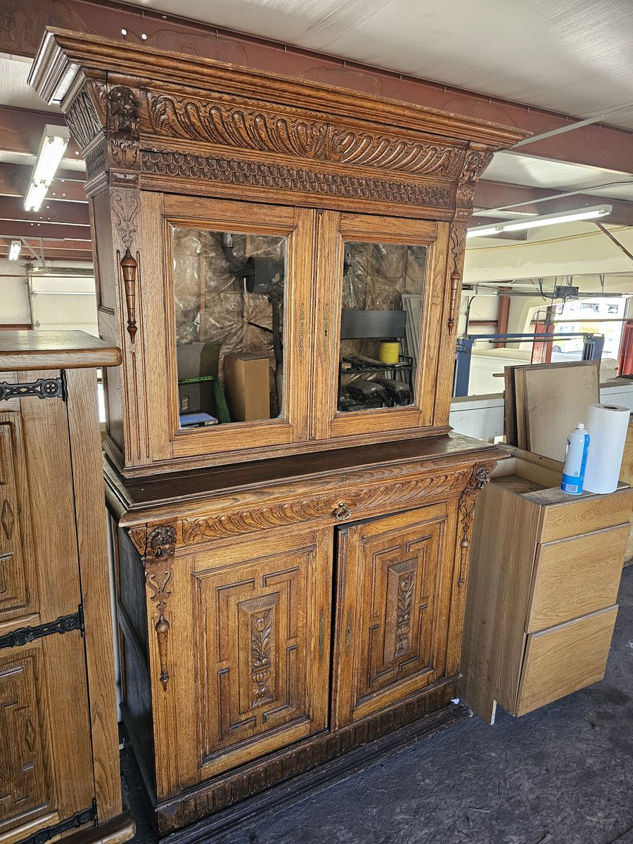 Renaissance Revival sideboard with matching hutch