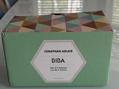 Jonathan Adler Biba Ribbed Green Glasses Set of 2 (13 oz)