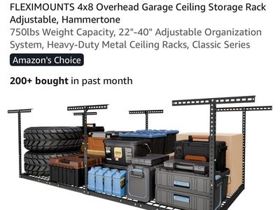 FLEXIMOUNTS 4x8 Overhead Garage Storage Rack Adjustable Ceiling Mount 750 lbs