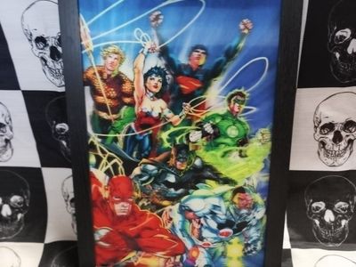 Justice League DC Comics Framed Art Print Aquaman Superman Wonder Woman The Flash Batman Cyborg Green Lantern