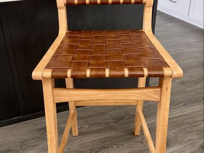 Woven Faux Leather Bar Stools