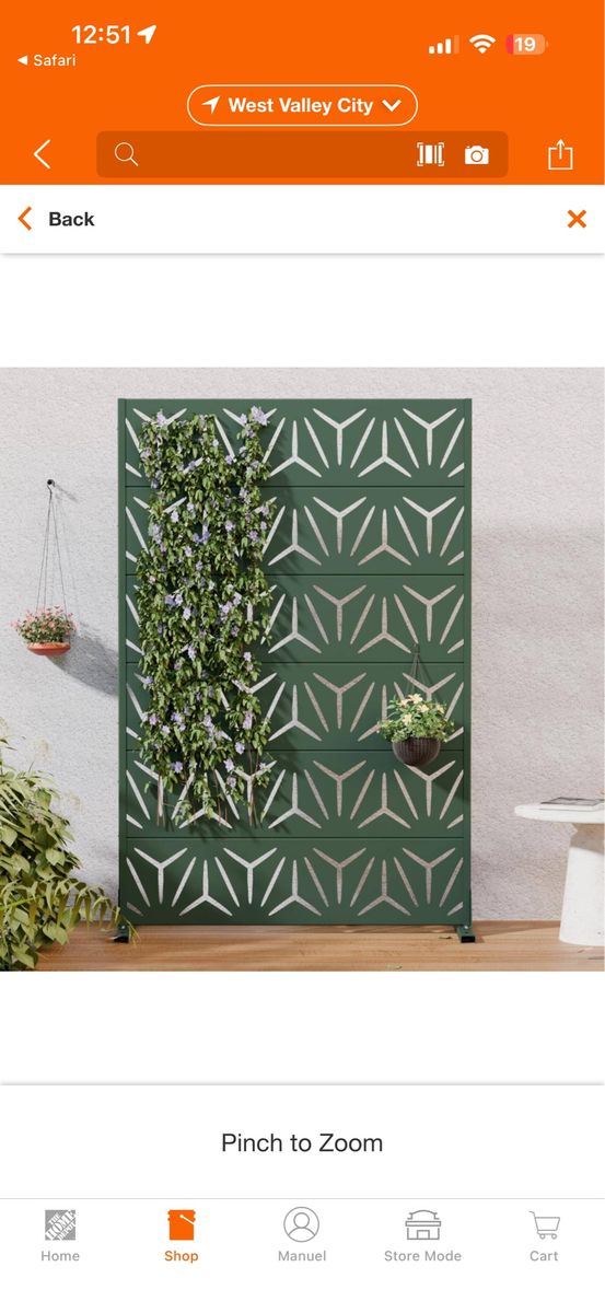 Unbranded Dark Green Outdoor Metal Privacy Screen Panel w/ Planter Cutouts,