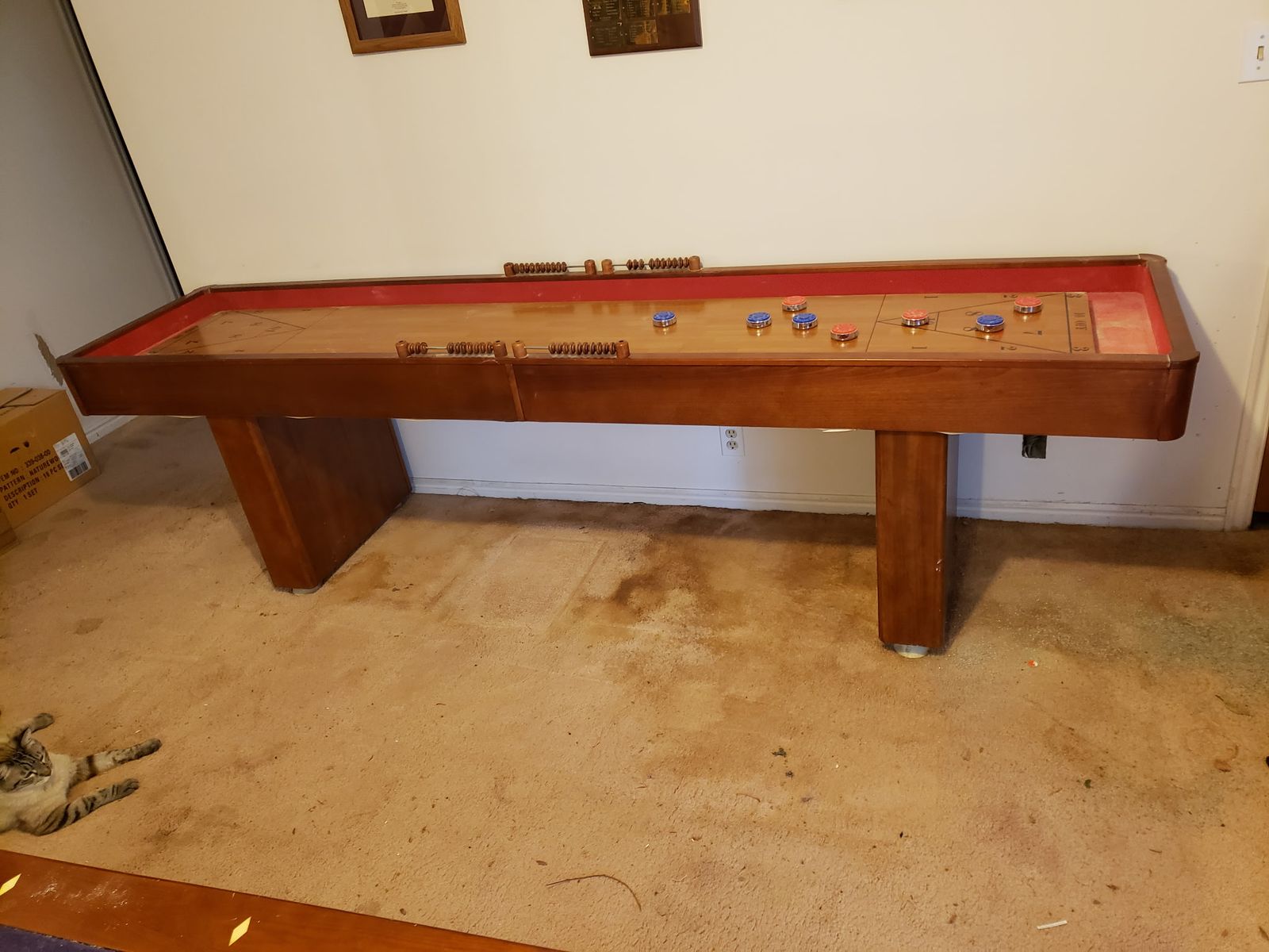 Nine foot shuffleboard table