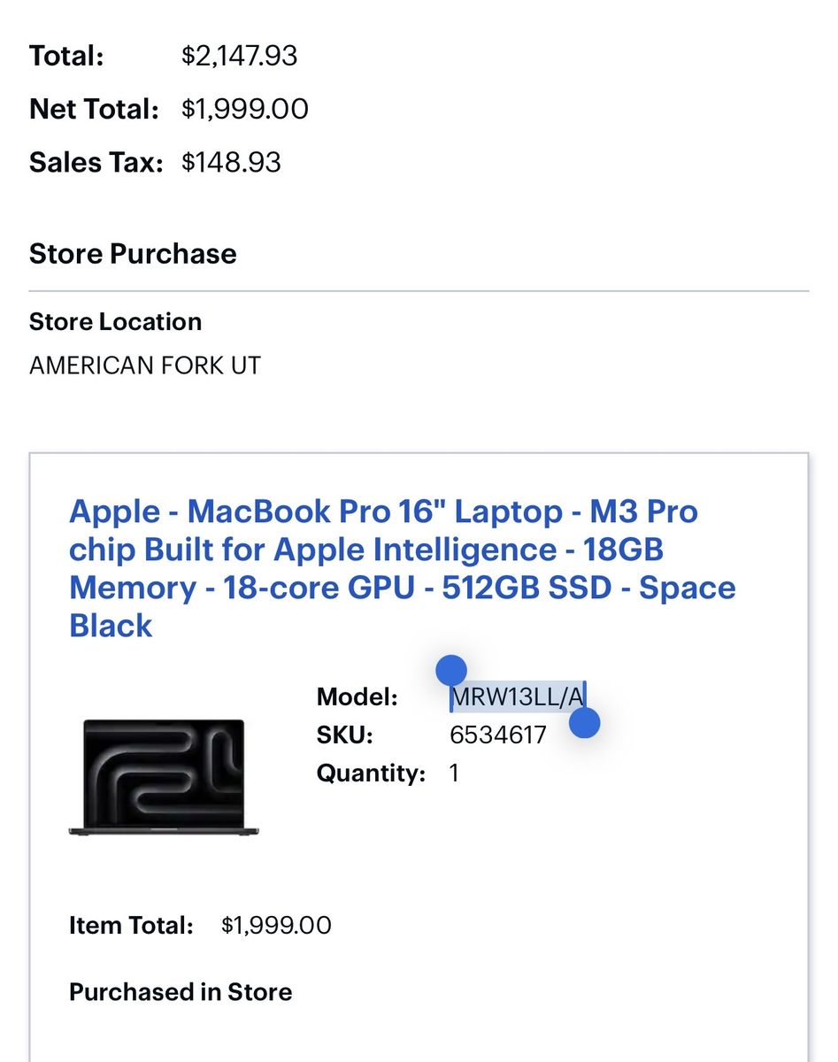 2024 Macbook Pro 16 M3 Pro Like New