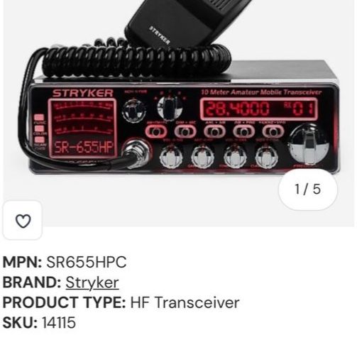 Stryker SR-655HPC 10 Meter Mobile Amateur Radio - 90 Watt, 7 Color LED, Echo, SWR Circuit