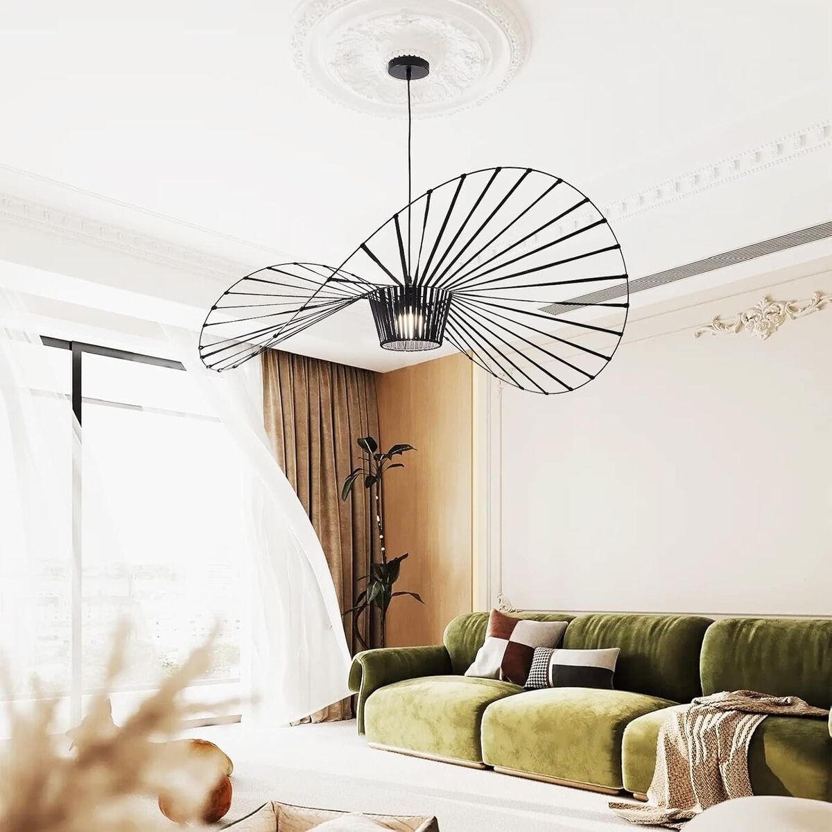 NEW BLACK WIRE AND RIBBON CHANDELIER LIGHT