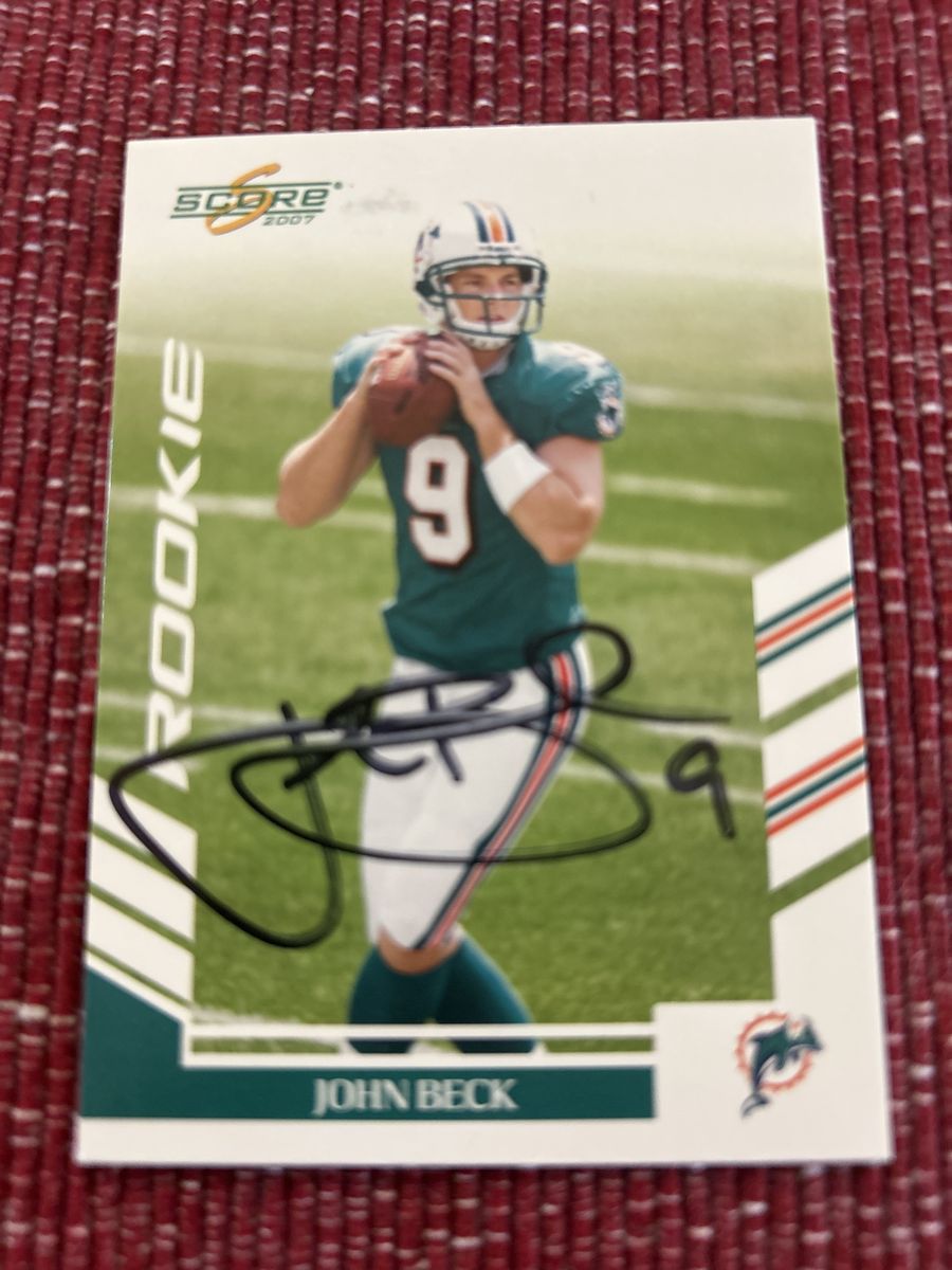 BYU Cougars 2007 Score Rookie John Beck Autographed Football Card - NFL Miami Dolphins Hand Signed Auto RC