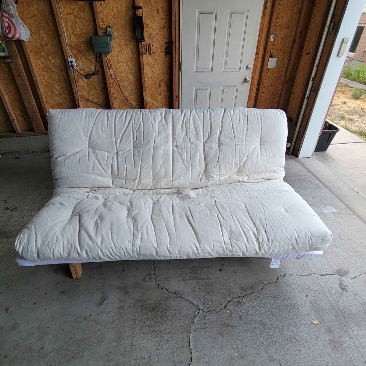 Futon - 100% Undyed Organic Cotton Futon with Frame and Organic Latex Mattress Topper $300 OBO