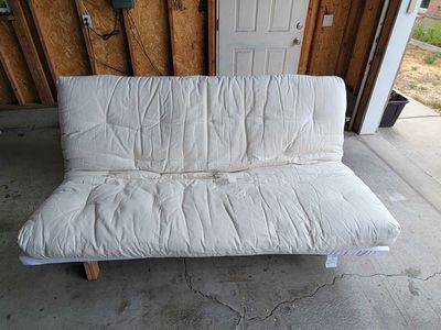 Futon - 100% Undyed Organic Cotton Futon with Frame and Organic Latex Mattress Topper $300 OBO