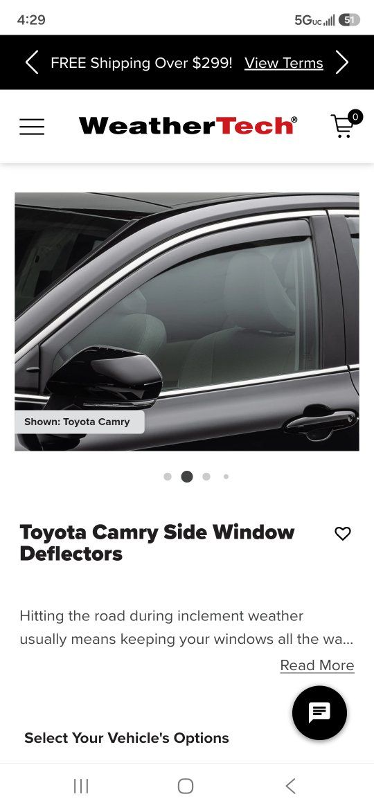 WeatherTech Side Window Deflectors Set for 2012-2017 Toyota Camry