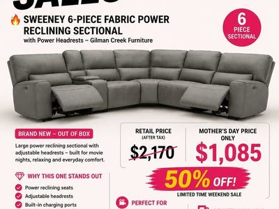 Gilman Creek Furniture Sweeney 6-Piece Fabric Power Reclining Sectional with Power Headrests