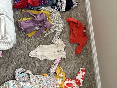 Assorted Baby Girl's Clothing Lot - Bodysuits, Pants & Sleepers (Unbranded, Size 6-9m)