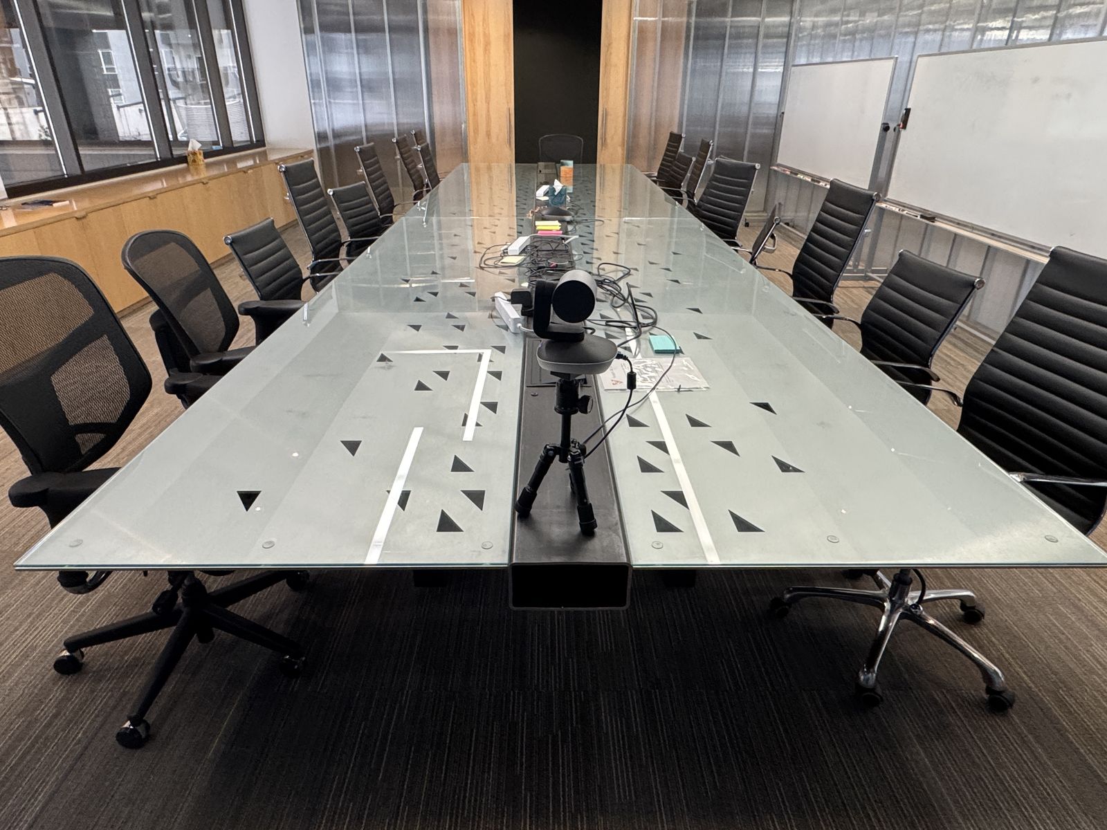 Large Conference Glass-top Table