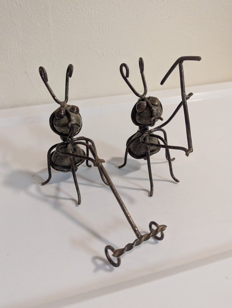 wrought iron and rock garden ant figurines