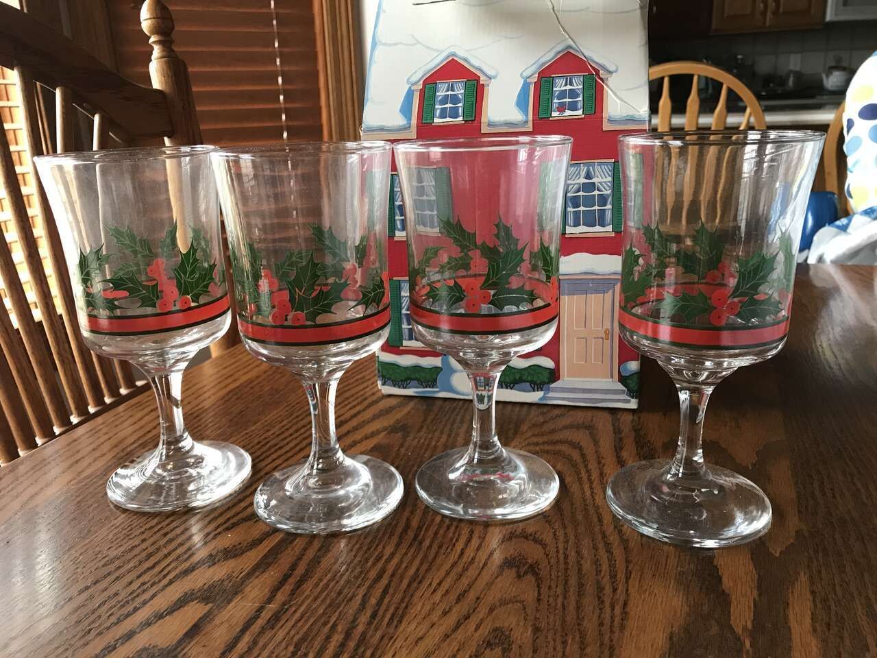 Libby Vintage Christmas Goblet set of 4, 7" tall, $20.00