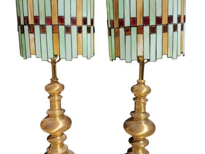 Brass Lamps + Tiffany Style Shades