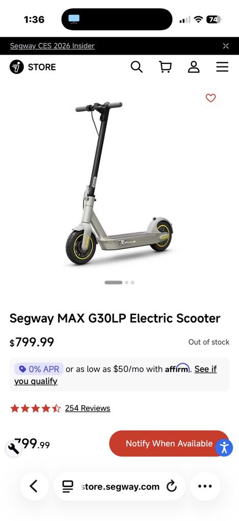Segway NInebot KickScooter MAX Model G30LP