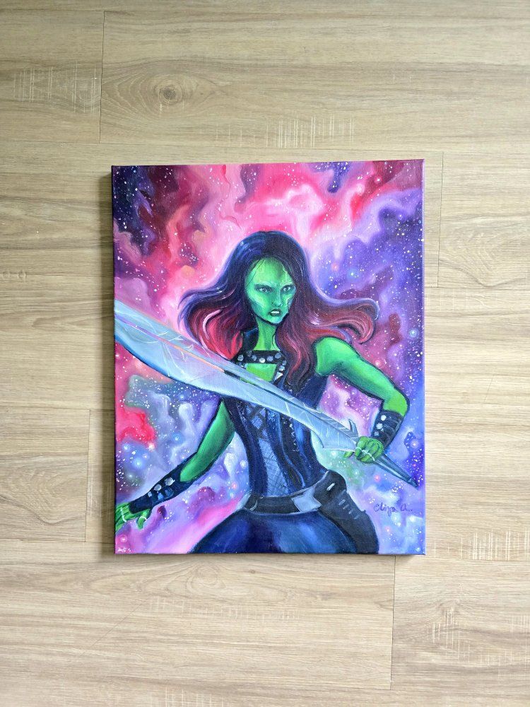 Hand-painted Gamora (Guardians of the Galaxy) Original Canvas Art