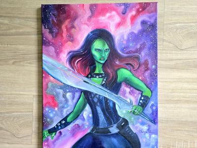 Hand-painted Gamora (Guardians of the Galaxy) Original Canvas Art