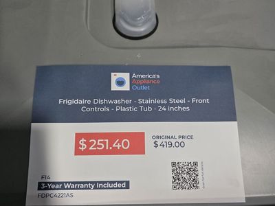 Frigidaire Dishwasher - Stainless Steel - Front Controls - Plastic Tub - 24 inches
