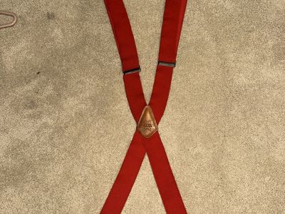 Vintage Alta Ski Area Red Adjustable Suspenders Clip-On Leather Patch