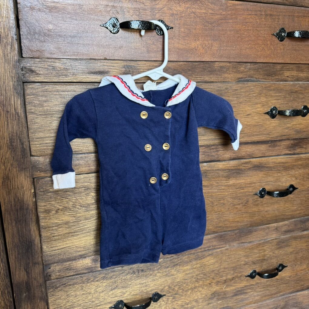 Vintage Baby Unisex Navy Blue Sailor Romper