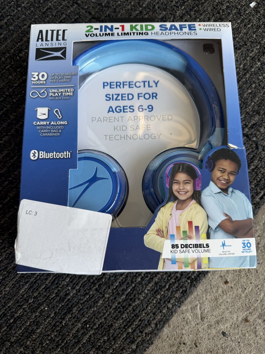 Altec Lansing 2-in-1 Kid Safe Volume Limiting Headphones Ages 6-9 Blue