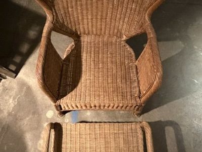 Vintage Wicker Chair and Ottoman