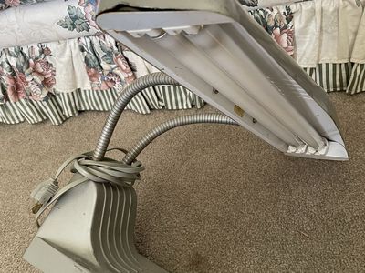 Vintage Dual Gooseneck Fluorescent Desk Lamp Gray