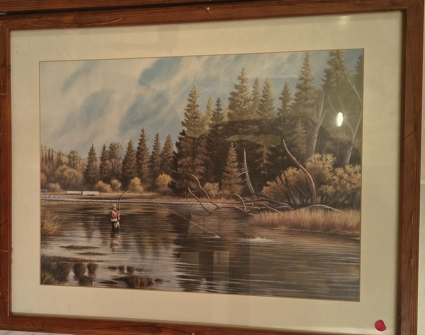 Framed Fly Fishing Landscape Print Wall Art