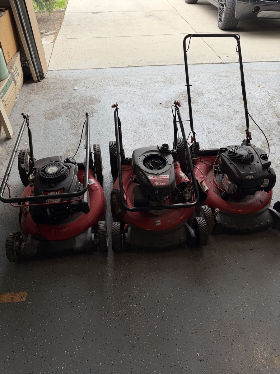 Lot of Three Nonworking Mowers For Parts