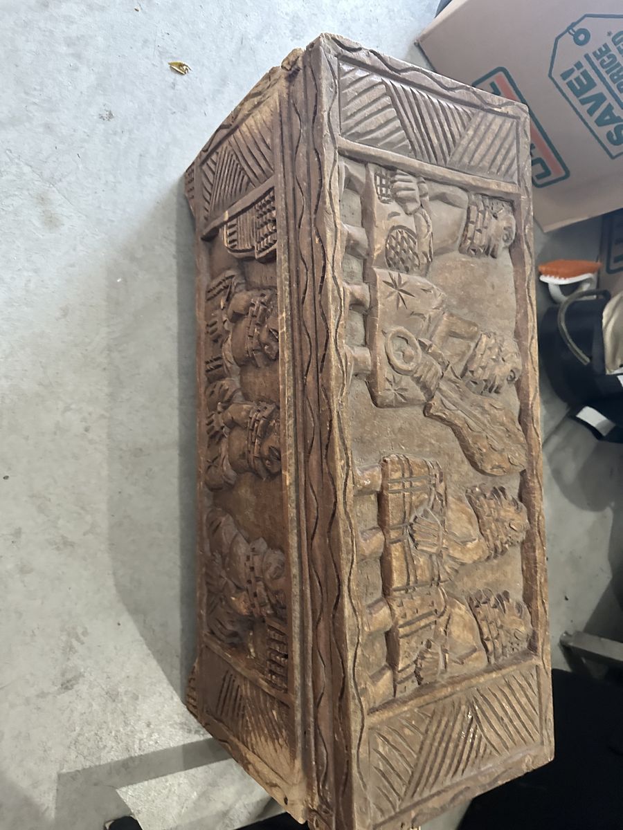 Vintage Hand-Carved African Wooden Chest / Trunk