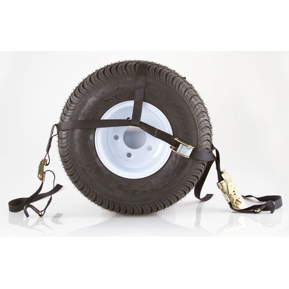 Atv tire tiedown straps, wheel bonnets